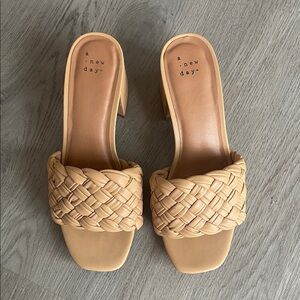 A New Day Women's Beige Woven Block Heels